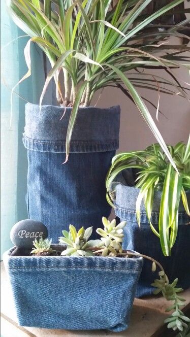 Denim flower pot covers