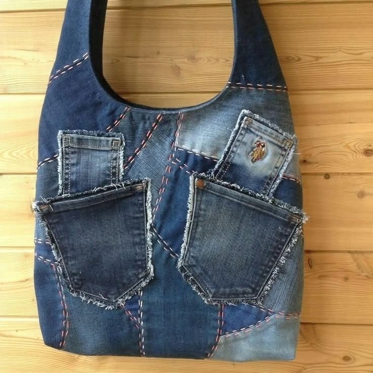 Denim hobo bag with jeans pockets