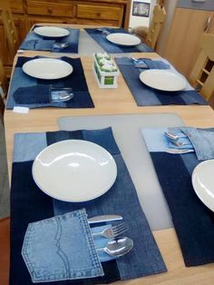 Denim table mats with pockets