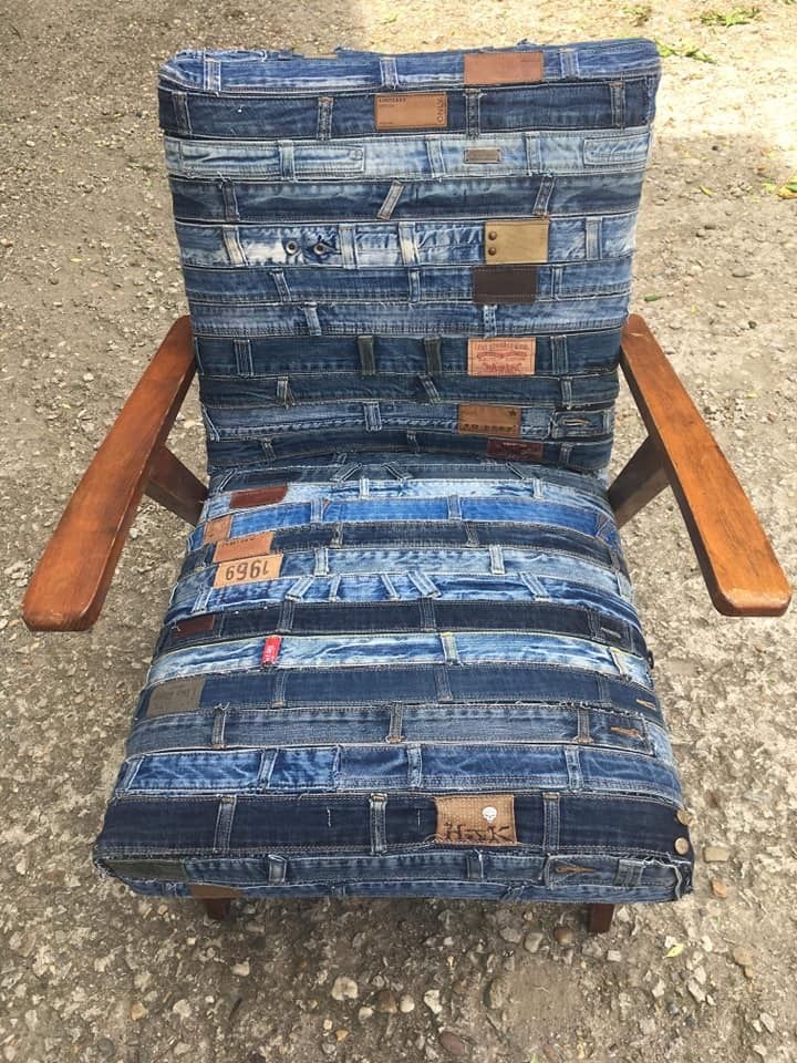 Denim waistband chair